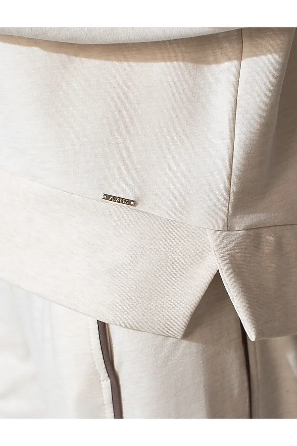 Свитшот с лампасами и разрезами из эластичного футера двухнитки без начеса VILATTE, овсяный меланж_queen - фото 2