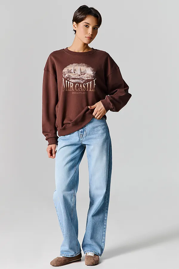 Свитшот женский MARK FORMELLE, ристретто +печать - фото 2