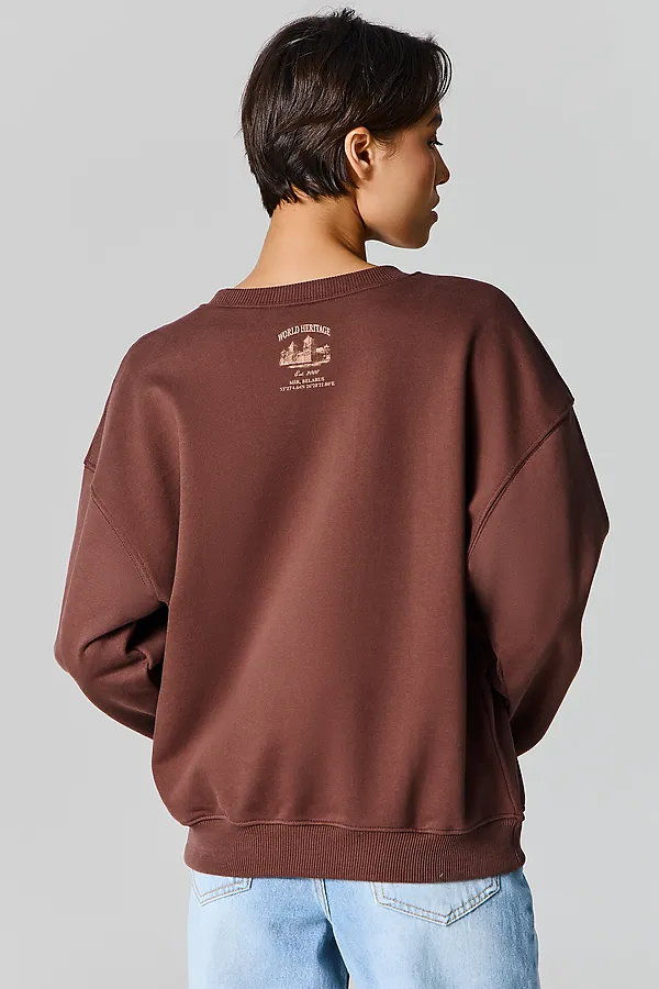 Свитшот женский MARK FORMELLE, ристретто +печать - фото 2