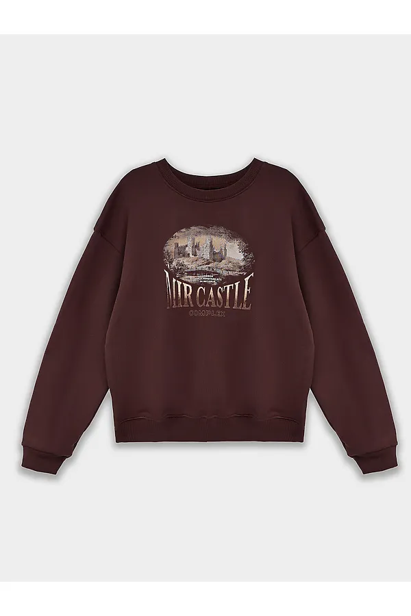 Свитшот женский MARK FORMELLE, ристретто +печать - фото 2