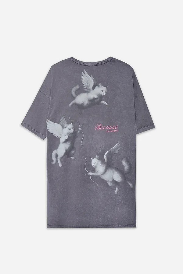 Туника женская MARK FORMELLE, acid wash серый +печать - фото 2