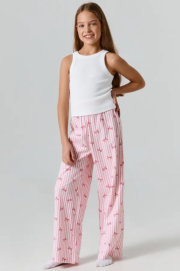 Брюки для девочек домашние MARK FORMELLE, бантики на розовой полоске - фото 2