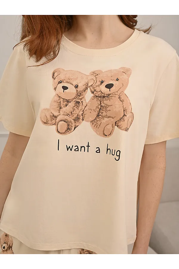 Женская пижама (Футболка+Брюки) INDEFINI, молочный - фото 2