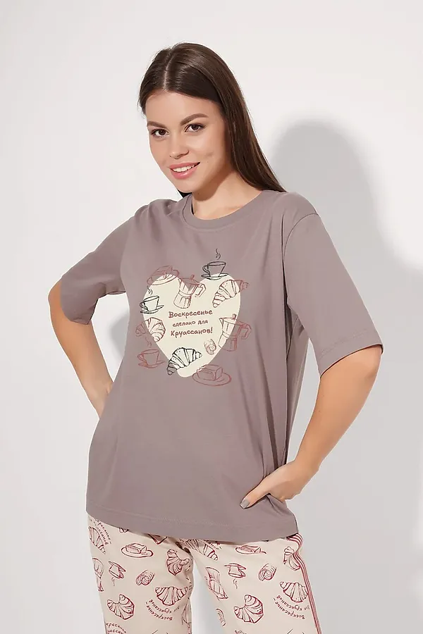 Пижама CLEVER, кофейный/св.бежевый - фото 2