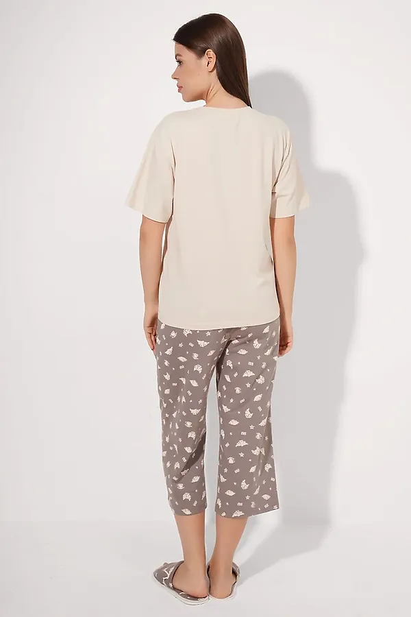 Пижама CLEVER, св.бежевый/кофейный - фото 2