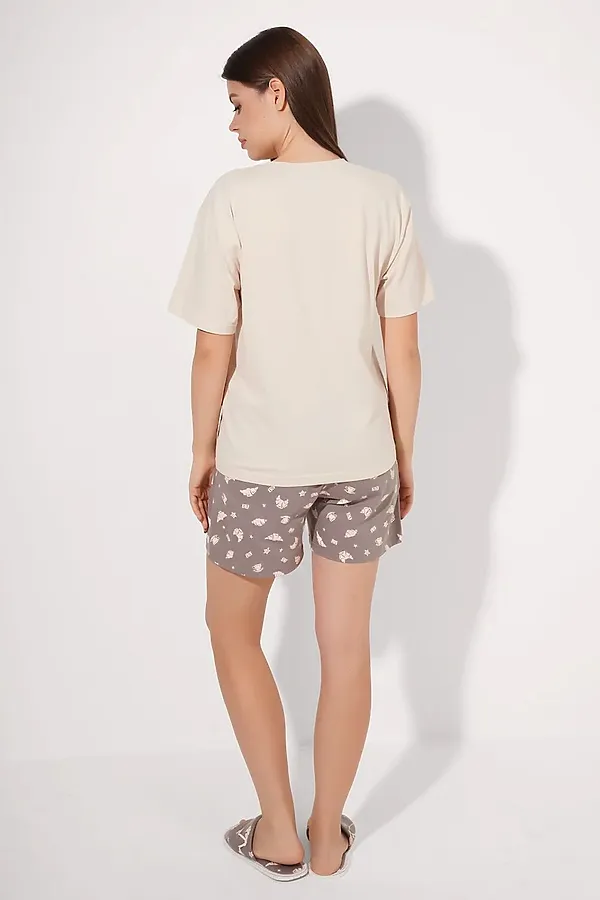 Пижама CLEVER, св.бежевый/кофейный - фото 2