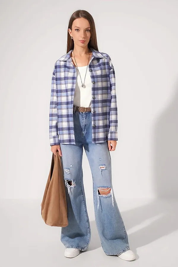 Рубашка CLEVER, т.голубой/молочный - фото 2