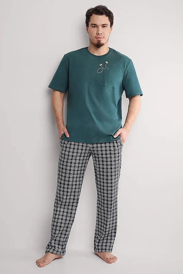 Комплект (брюки+футболка) CLEVER, т.зелёный/белый - фото 2