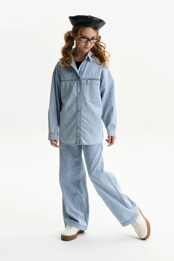 Брюки для девочек PELICAN, голубой - фото 2