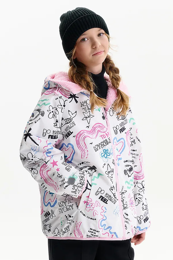 Двусторонняя ветровка для девочек PELICAN, розовый - фото 2