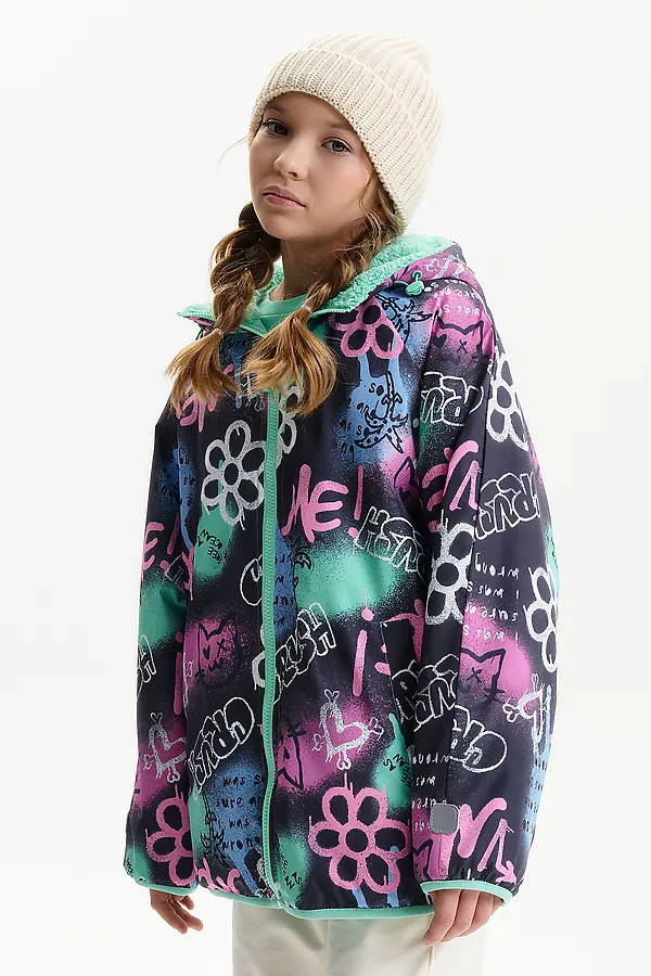 Двусторонняя ветровка для девочек PELICAN, серый - фото 2