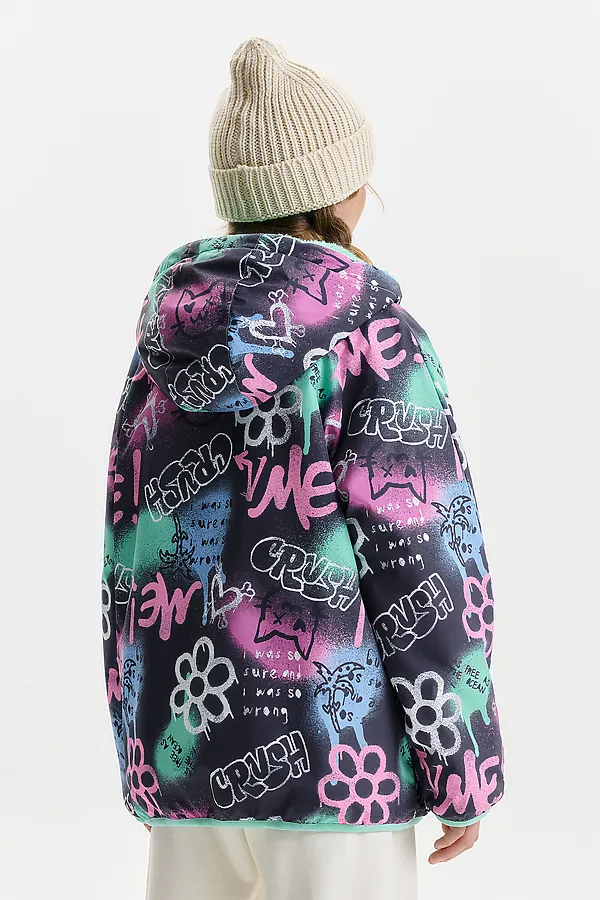 Двусторонняя ветровка для девочек PELICAN, серый - фото 2