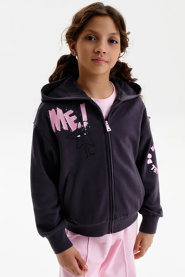 Толстовка для девочек PELICAN, темно-серый - фото 2