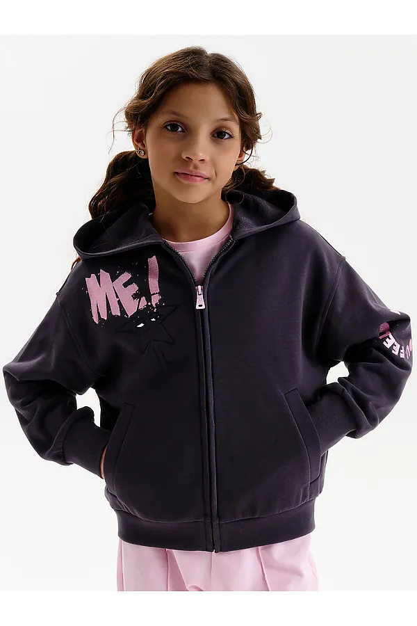 Толстовка для девочек PELICAN, темно-серый - фото 2