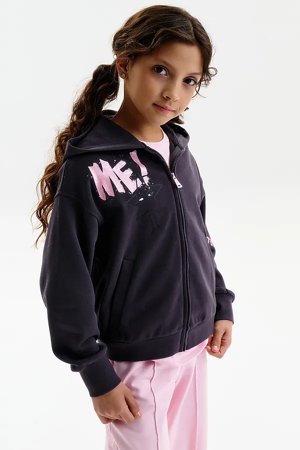 Толстовка для девочек PELICAN, темно-серый - фото 2