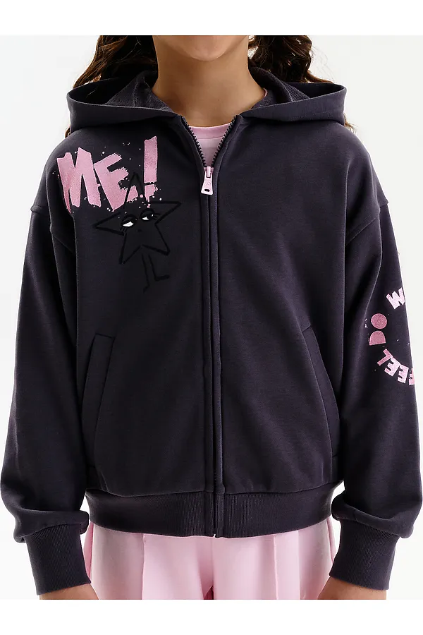 Толстовка для девочек PELICAN, темно-серый - фото 2