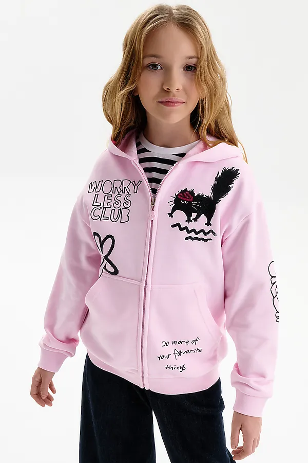 Толстовка для девочек PELICAN, светло-розовый - фото 2