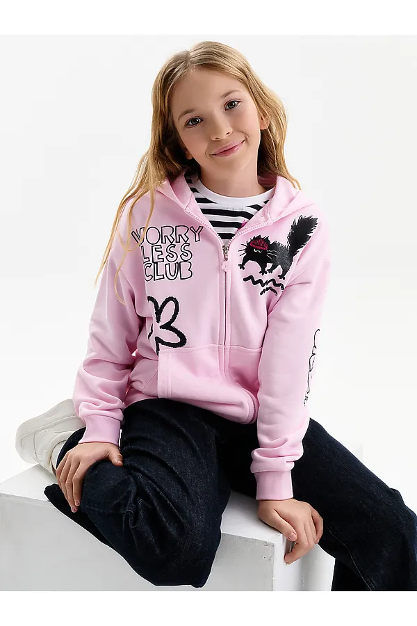 Толстовка для девочек PELICAN, светло-розовый - фото 2