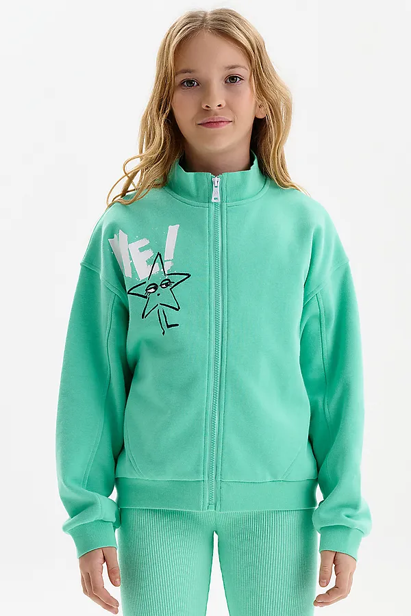 Толстовка для девочек PELICAN, ментол - фото 2