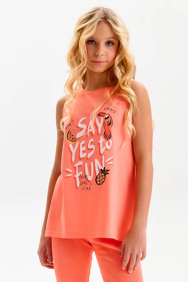 Майка для девочек PELICAN, персиковый - фото 2