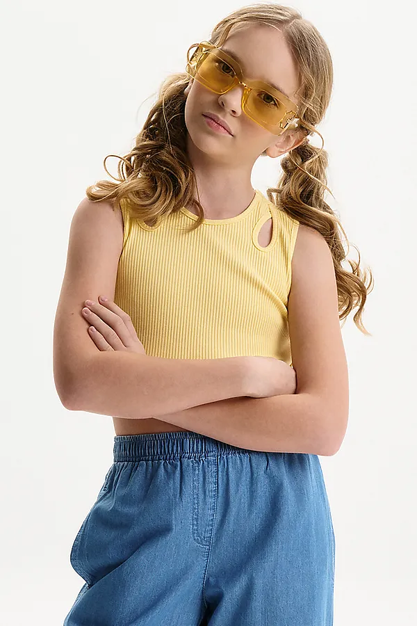 Майка (модель "топ") для девочек PELICAN, желтый - фото 2