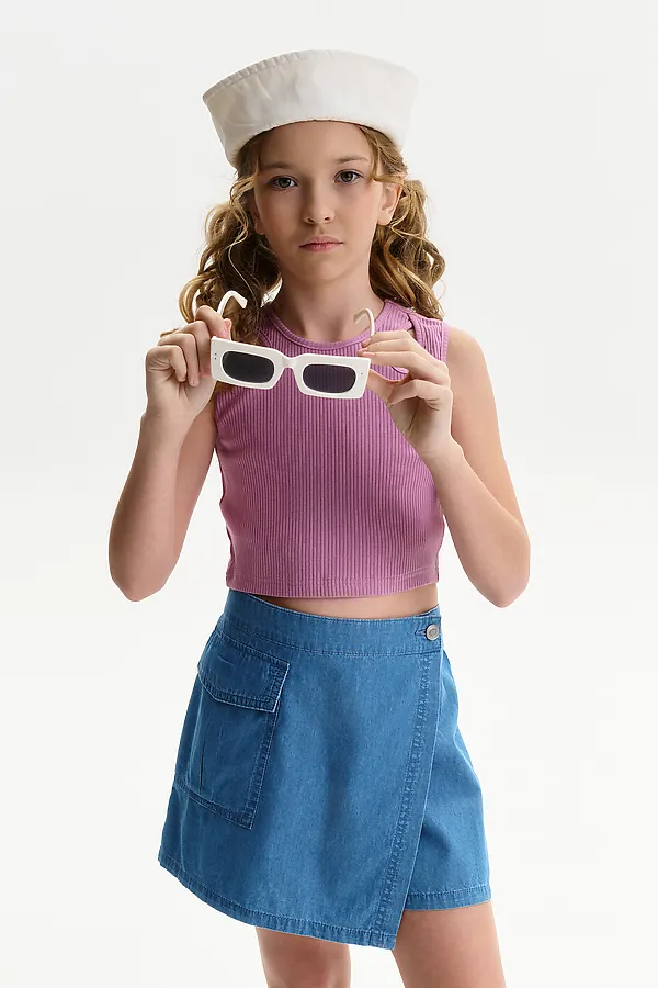 Майка (модель "топ") для девочек PELICAN, пыльно-розовый - фото 2