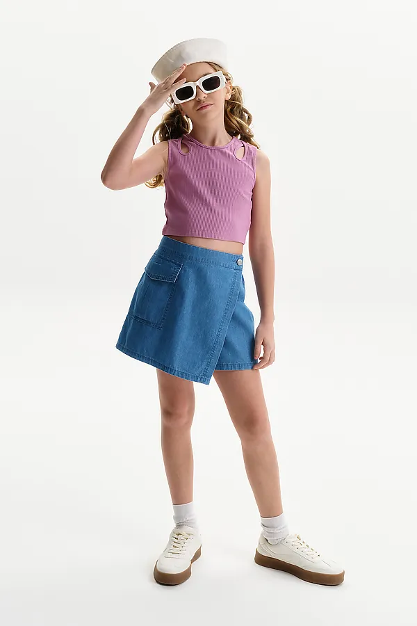 Майка (модель "топ") для девочек PELICAN, пыльно-розовый - фото 2