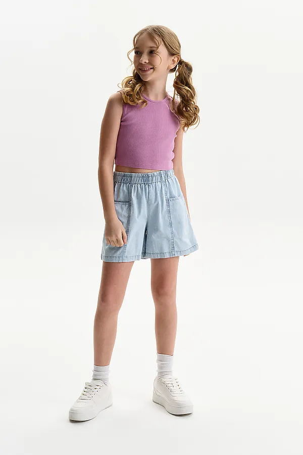 Майка (модель "топ") для девочек PELICAN, пыльно-розовый - фото 2