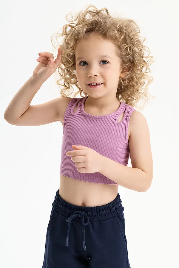 Майка (модель "топ") для девочек PELICAN, пыльно-розовый - фото 2