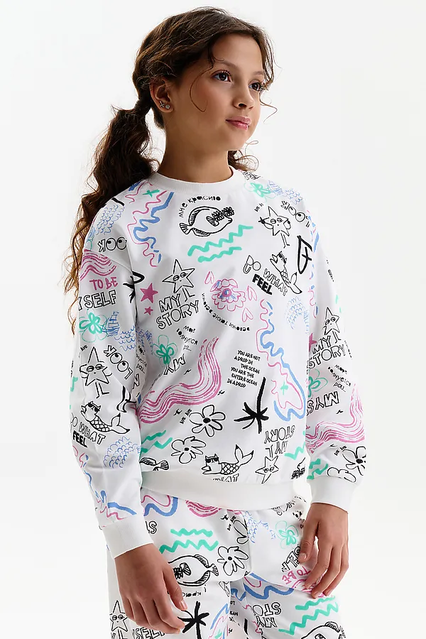 Толстовка для девочек PELICAN, молочный - фото 2