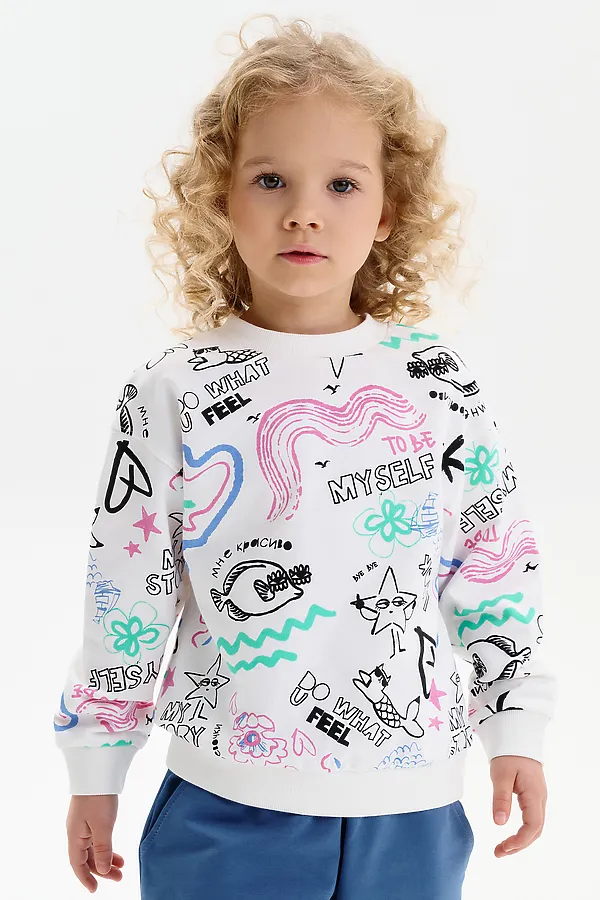 Толстовка для девочек PELICAN, молочный - фото 2