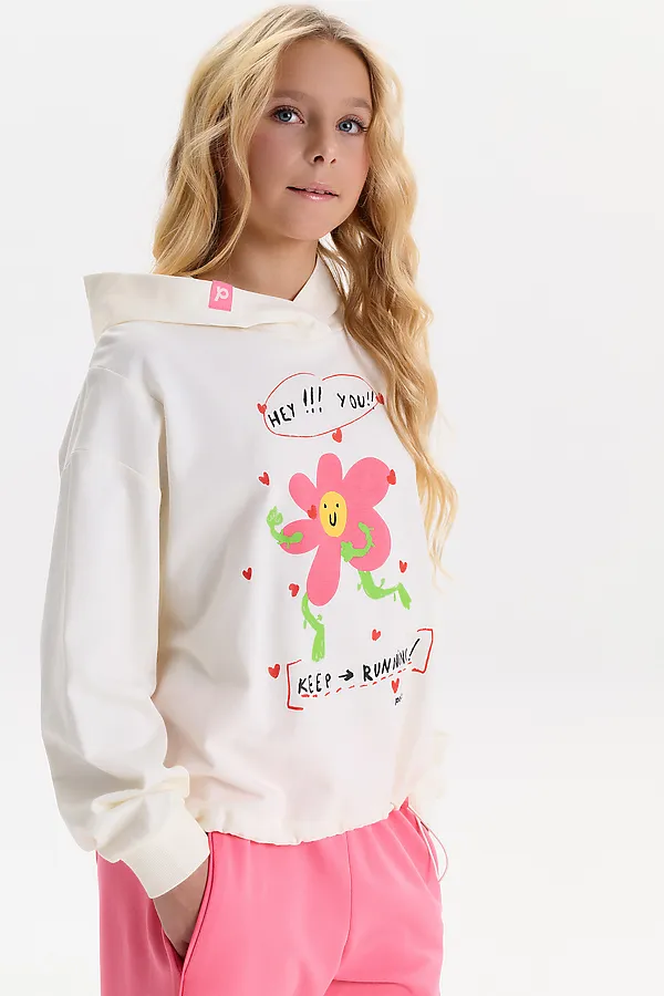 Толстовка для девочек PELICAN, молочный - фото 2