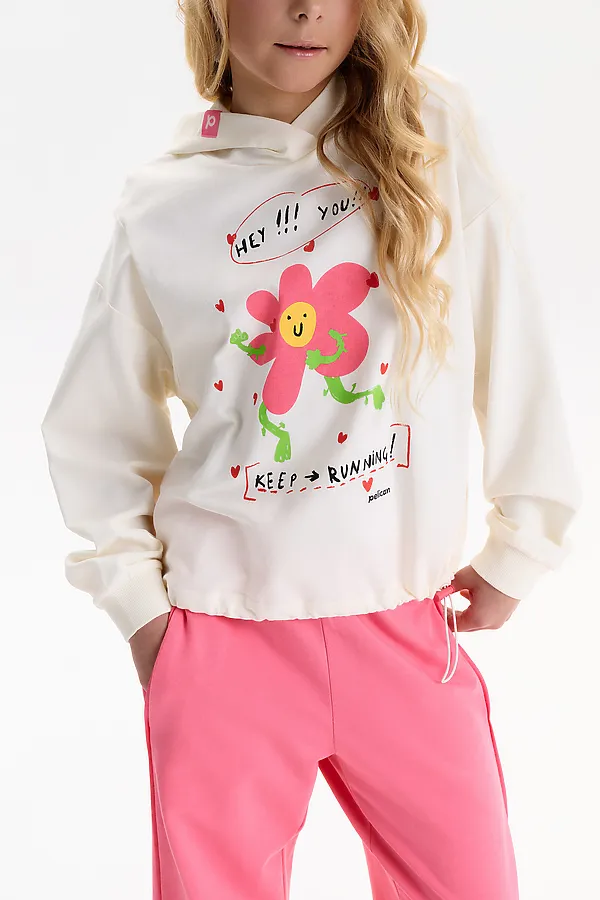 Толстовка для девочек PELICAN, молочный - фото 2