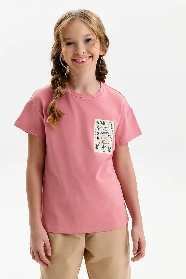 Футболка для девочек PELICAN, пудра - фото 2