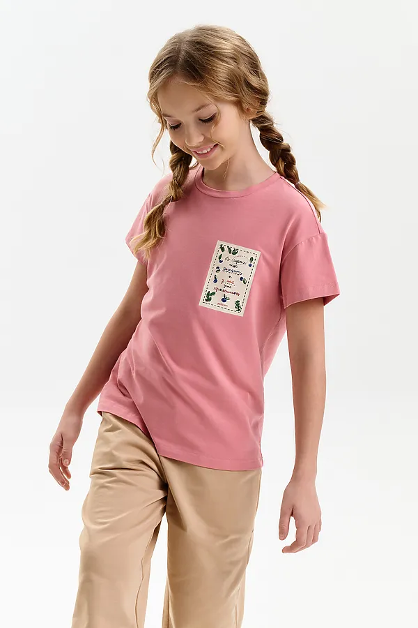 Футболка для девочек PELICAN, пудра - фото 2