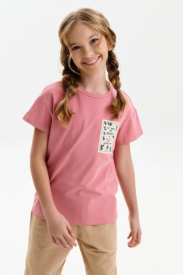Футболка для девочек PELICAN, пудра - фото 2