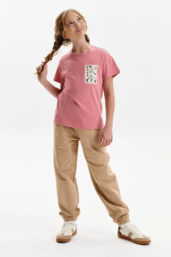 Футболка для девочек PELICAN, пудра - фото 2