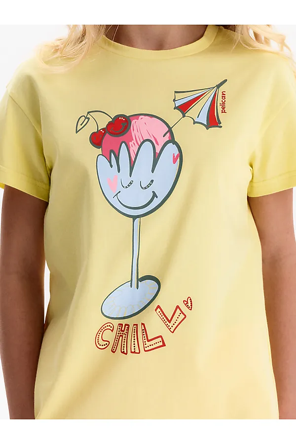 Футболка для девочек PELICAN, ванильный - фото 2