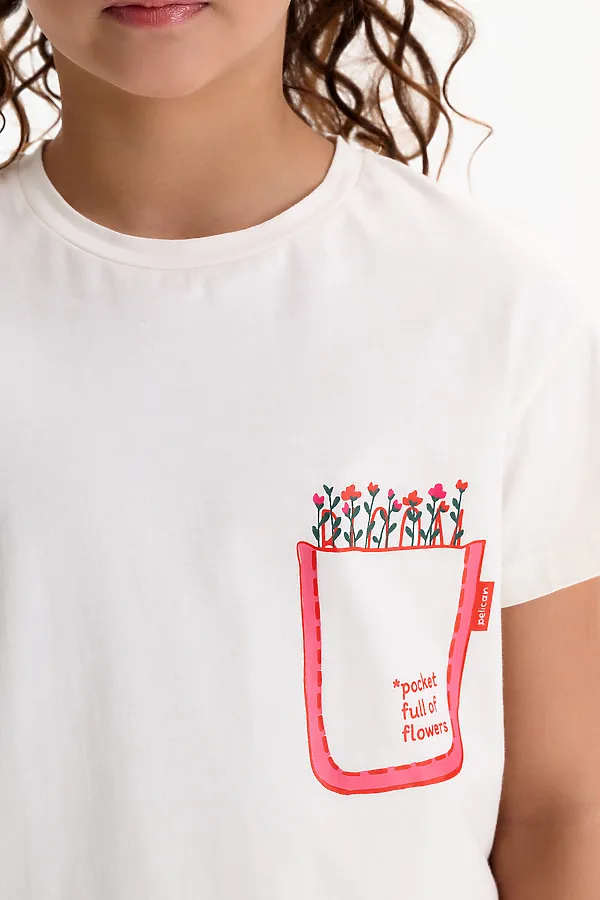 Футболка для девочек PELICAN, молочный - фото 2