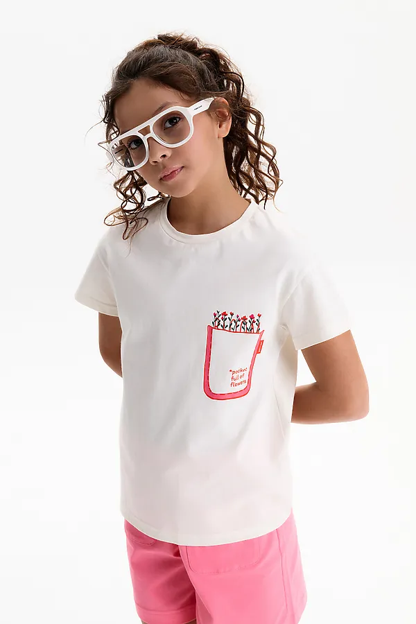 Футболка для девочек PELICAN, молочный - фото 2