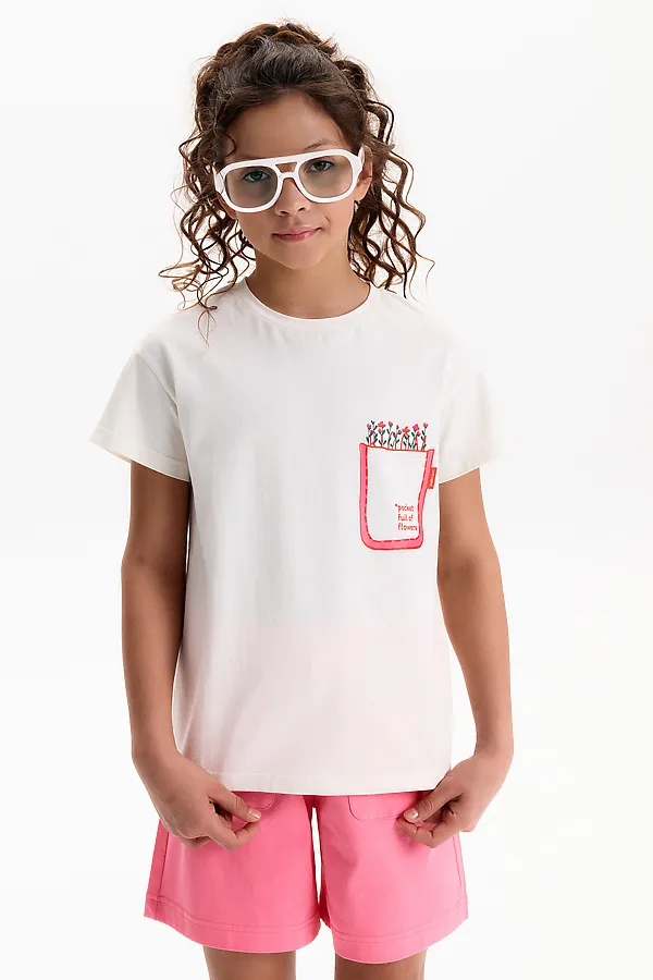 Футболка для девочек PELICAN, молочный - фото 2