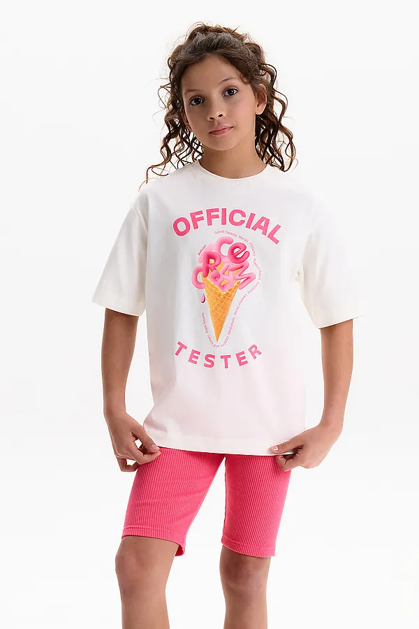 Футболка для девочек PELICAN, молочный - фото 2