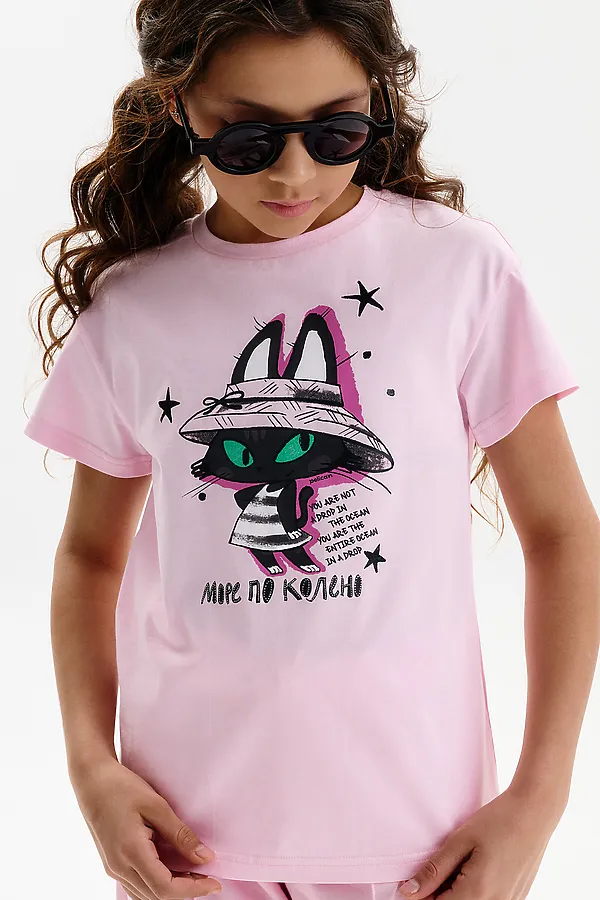 Футболка для девочек PELICAN, светло-розовый - фото 2