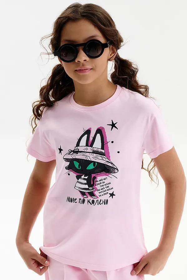 Футболка для девочек PELICAN, светло-розовый - фото 2