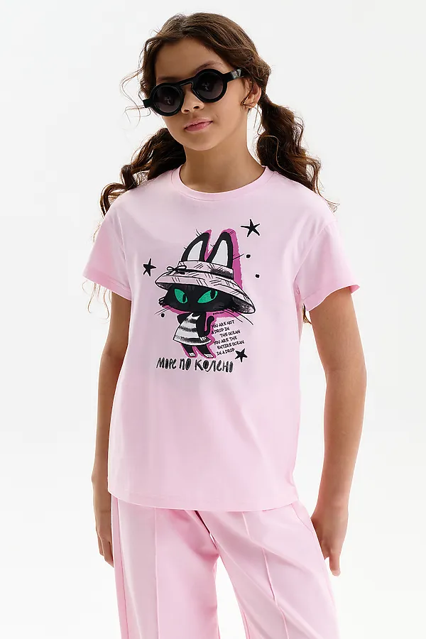 Футболка для девочек PELICAN, светло-розовый - фото 2