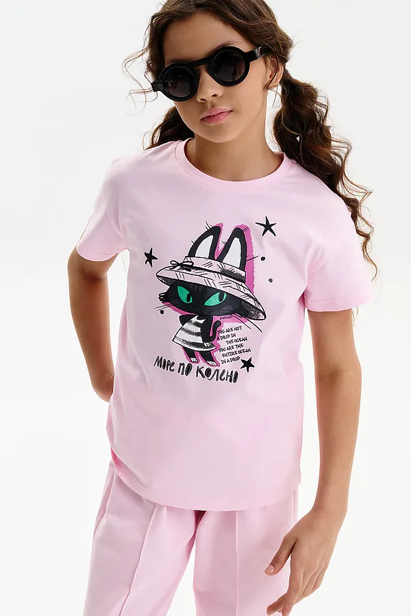 Футболка для девочек PELICAN, светло-розовый - фото 2