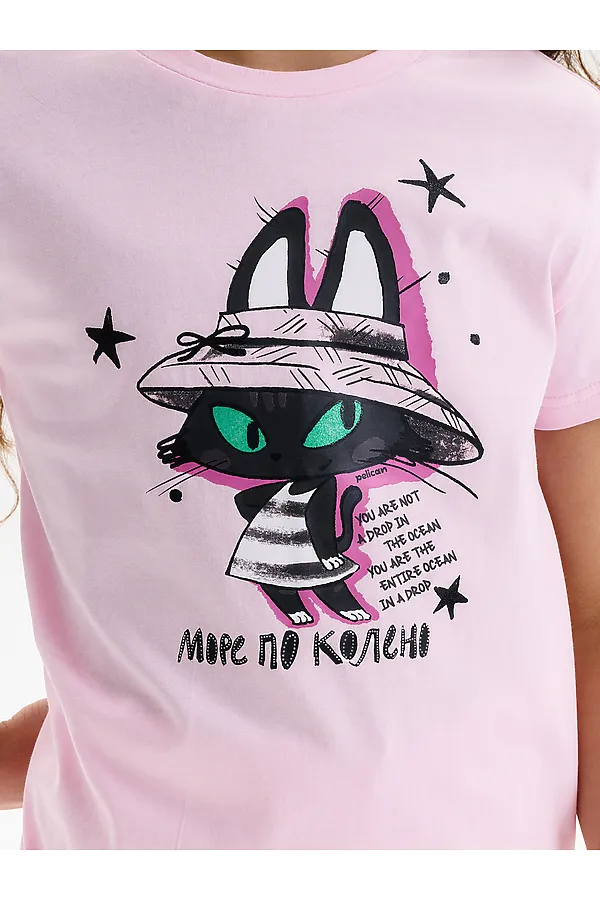 Футболка для девочек PELICAN, светло-розовый - фото 2