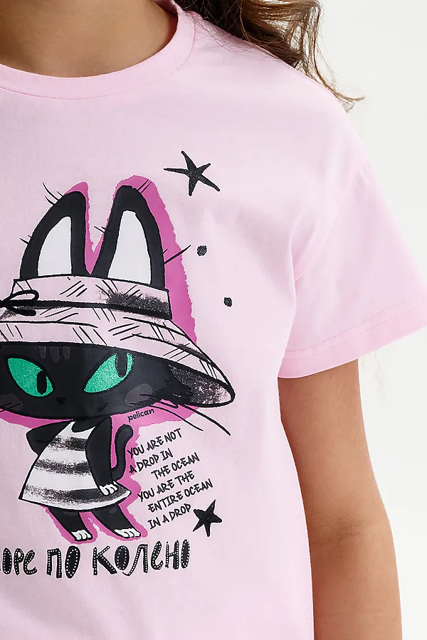 Футболка для девочек PELICAN, светло-розовый - фото 2