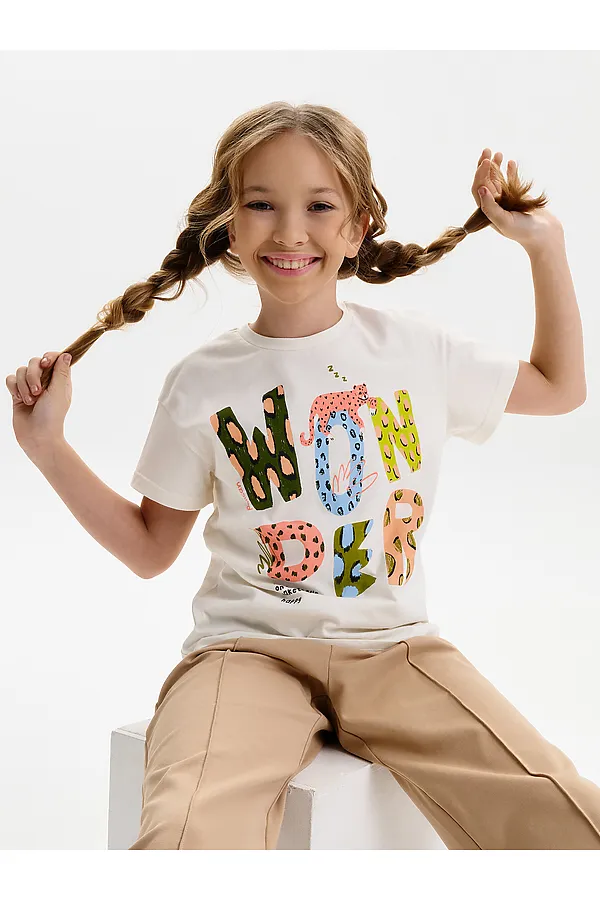 Футболка для девочек PELICAN, молочный - фото 2