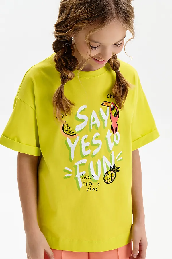 Футболка для девочек PELICAN, яблочный - фото 2